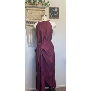 Bondi Born Bulgarian Organic Linen Burgundy Woman’s Wrap Tie Dress Large